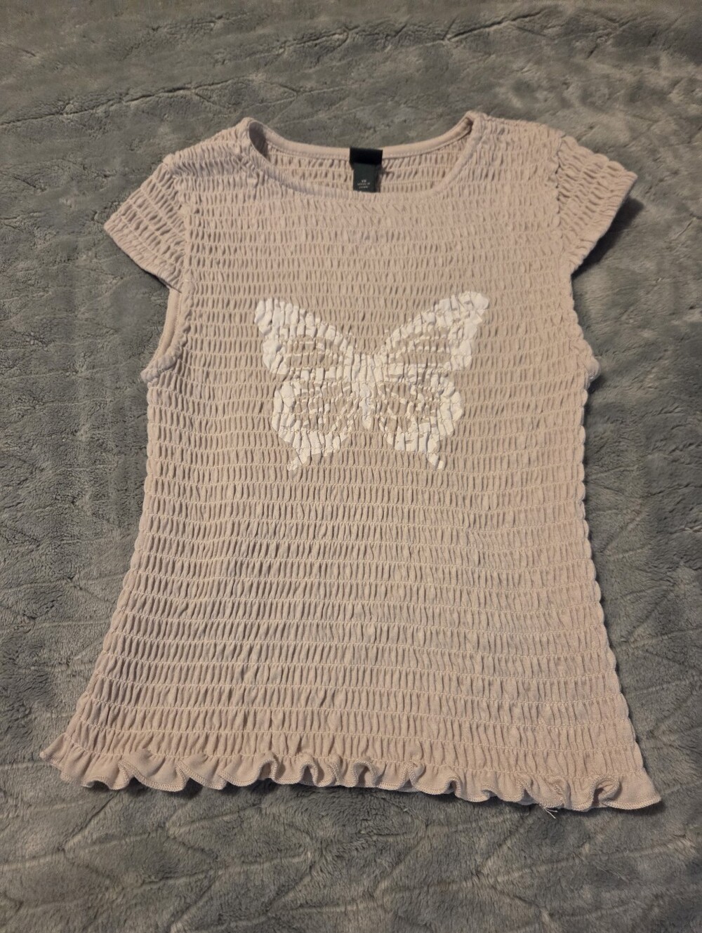wild fable Beige Smocked Butterfly Short Sleeve Top